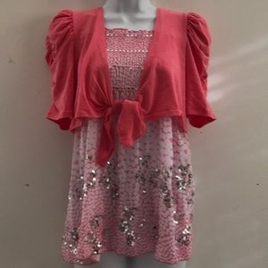 Girls Sequin 2 Piece shrug tank set size XL Plus